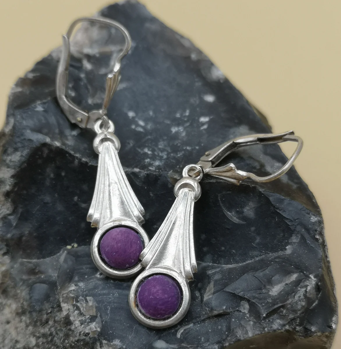 835 Silber Ohrringe Ohrstecker Ohrhänger mit Lavendel Jade