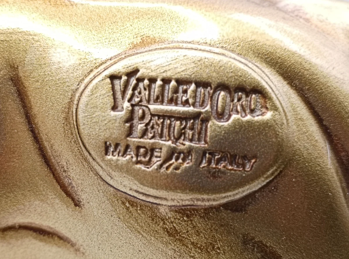 Vergoldeter Keramik Panther Valle d’Oro Patchi – 80er Jahre Boho Chic Dekofigur mit Kristallhalsband