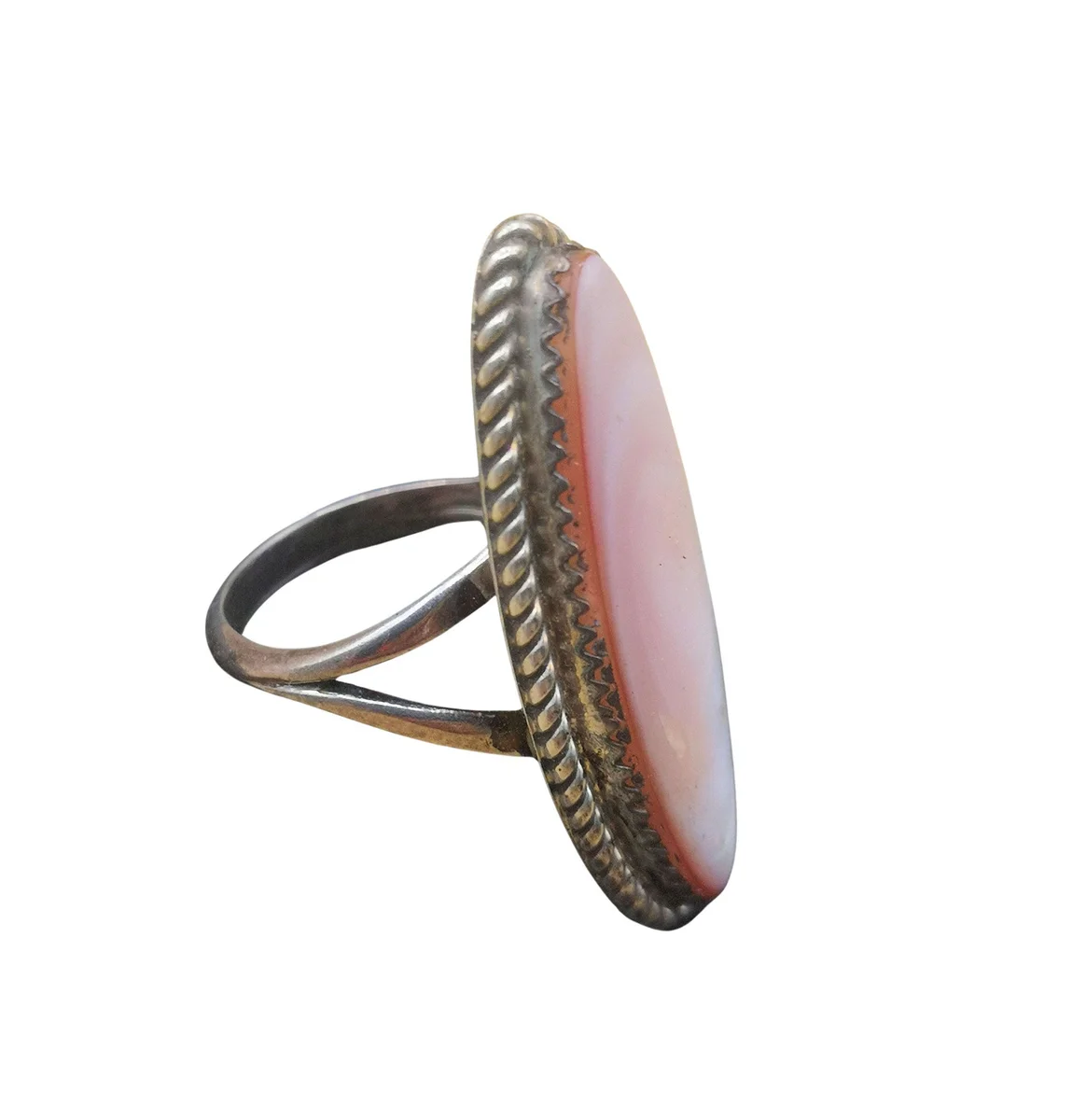 Vintage Navajo Ring Sterlingsilber mit Pink Conch Muschel | Aroy C. Henry