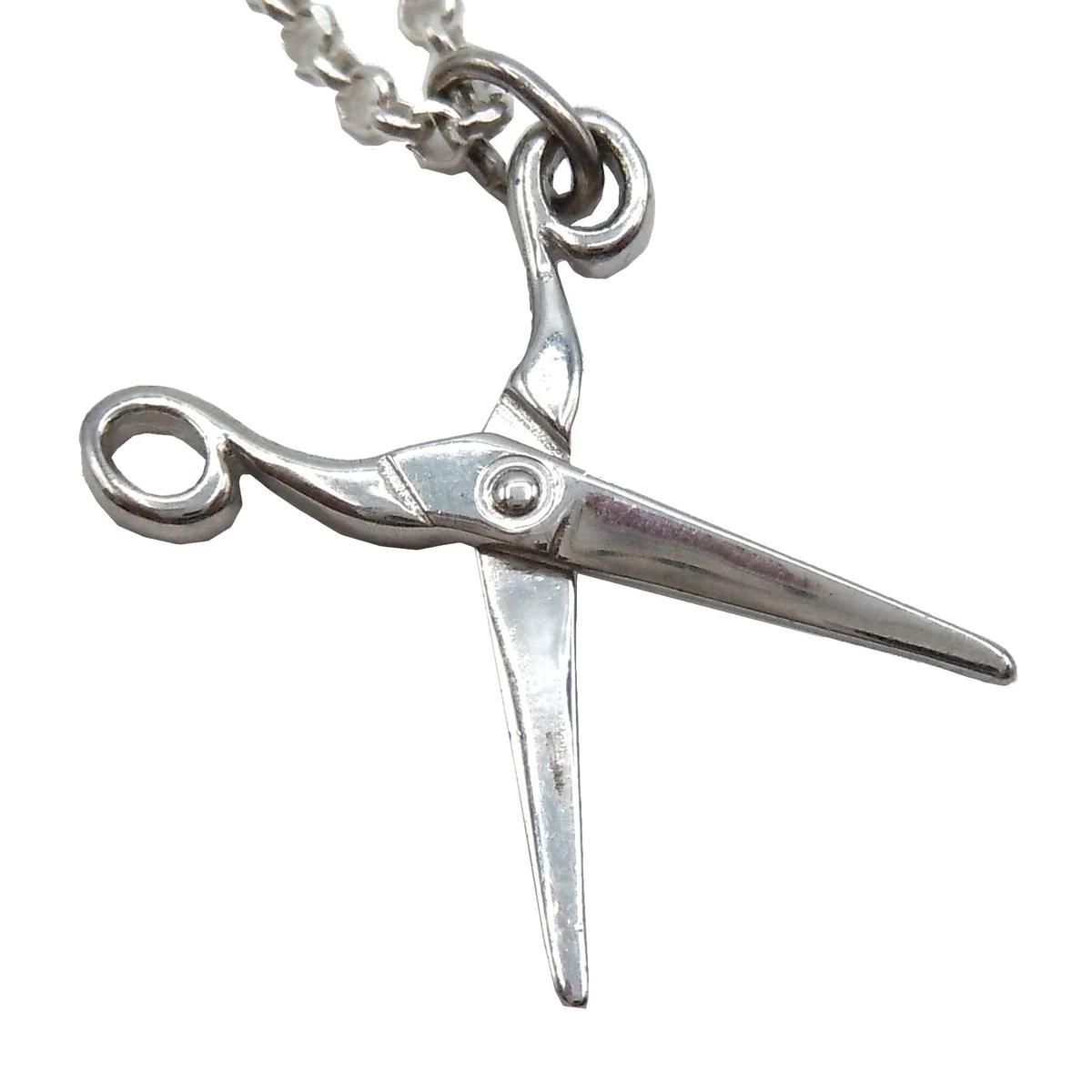925 Silber Scheren-Anhänger an 46 cm Erbskette – Rhodiniert & Beweglich