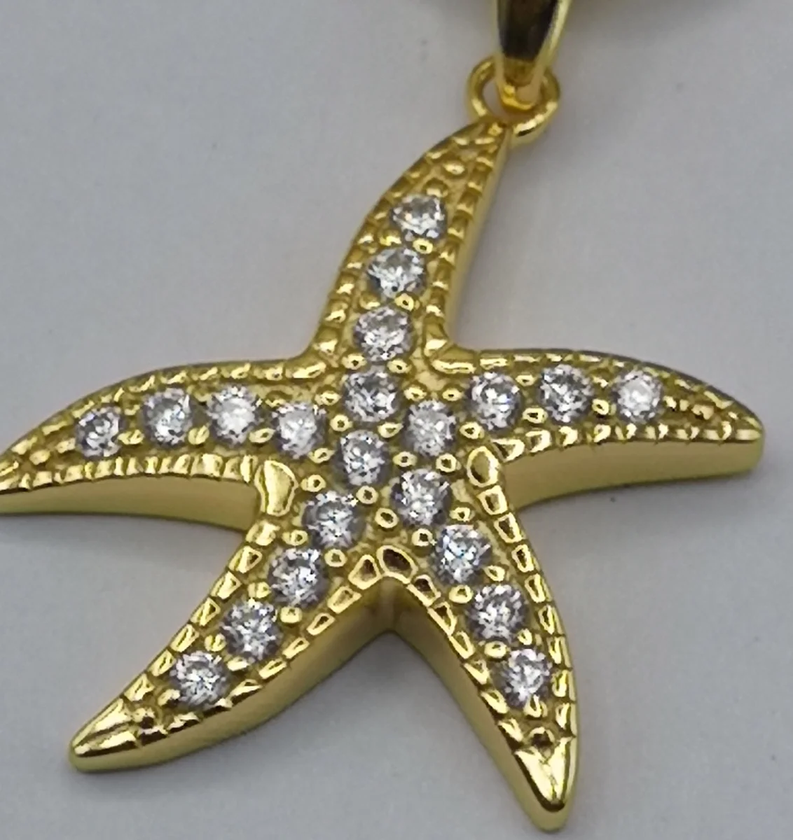 Anhänger Seestern mit 21 Zirkone Silber an Kette 925 Silber vergoldet