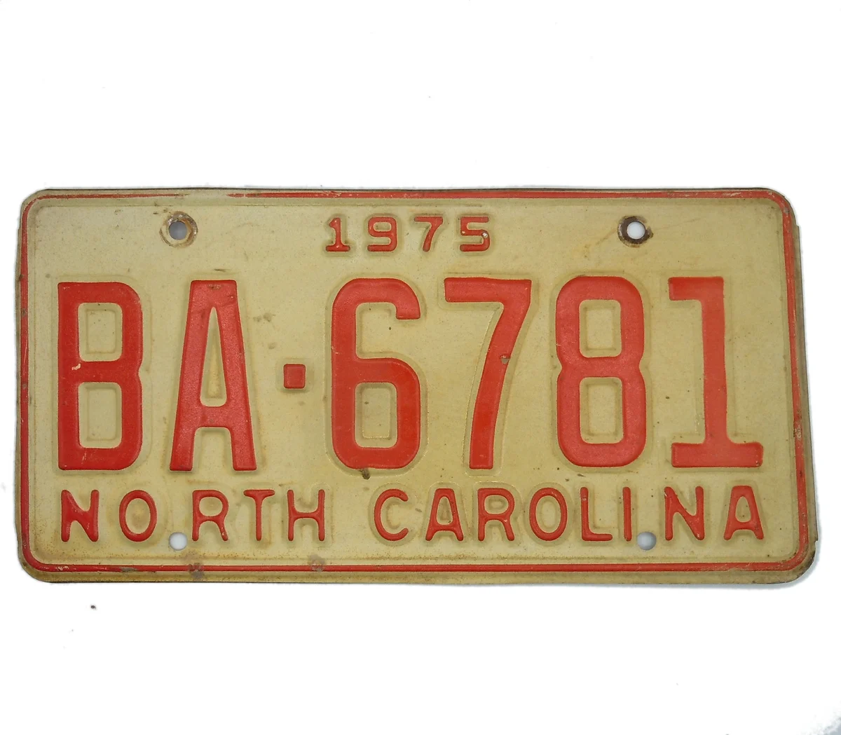 USA North Carolina Car Plate rot 6781 von 1975