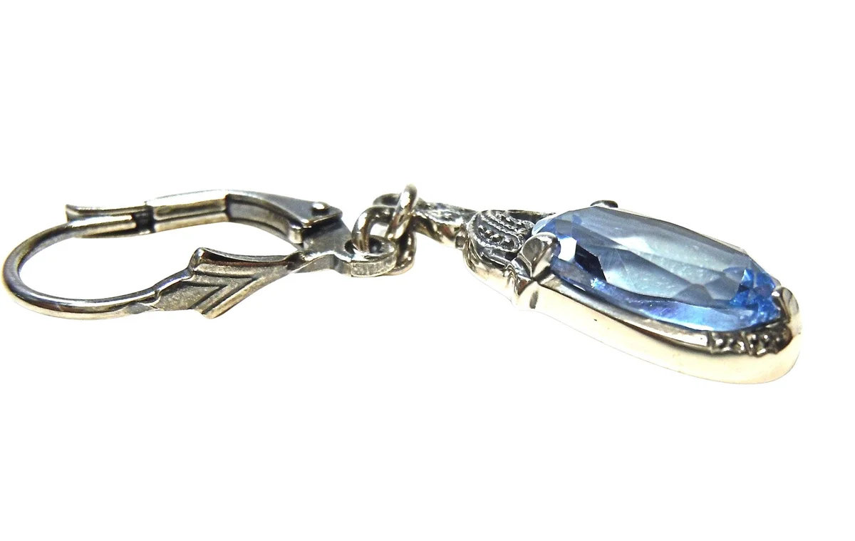 Exklusive Art-Deco Ohrringe aus 925 Silber mit oval geschliffenem Aquamarin – handgefertigter Ohrschmuck