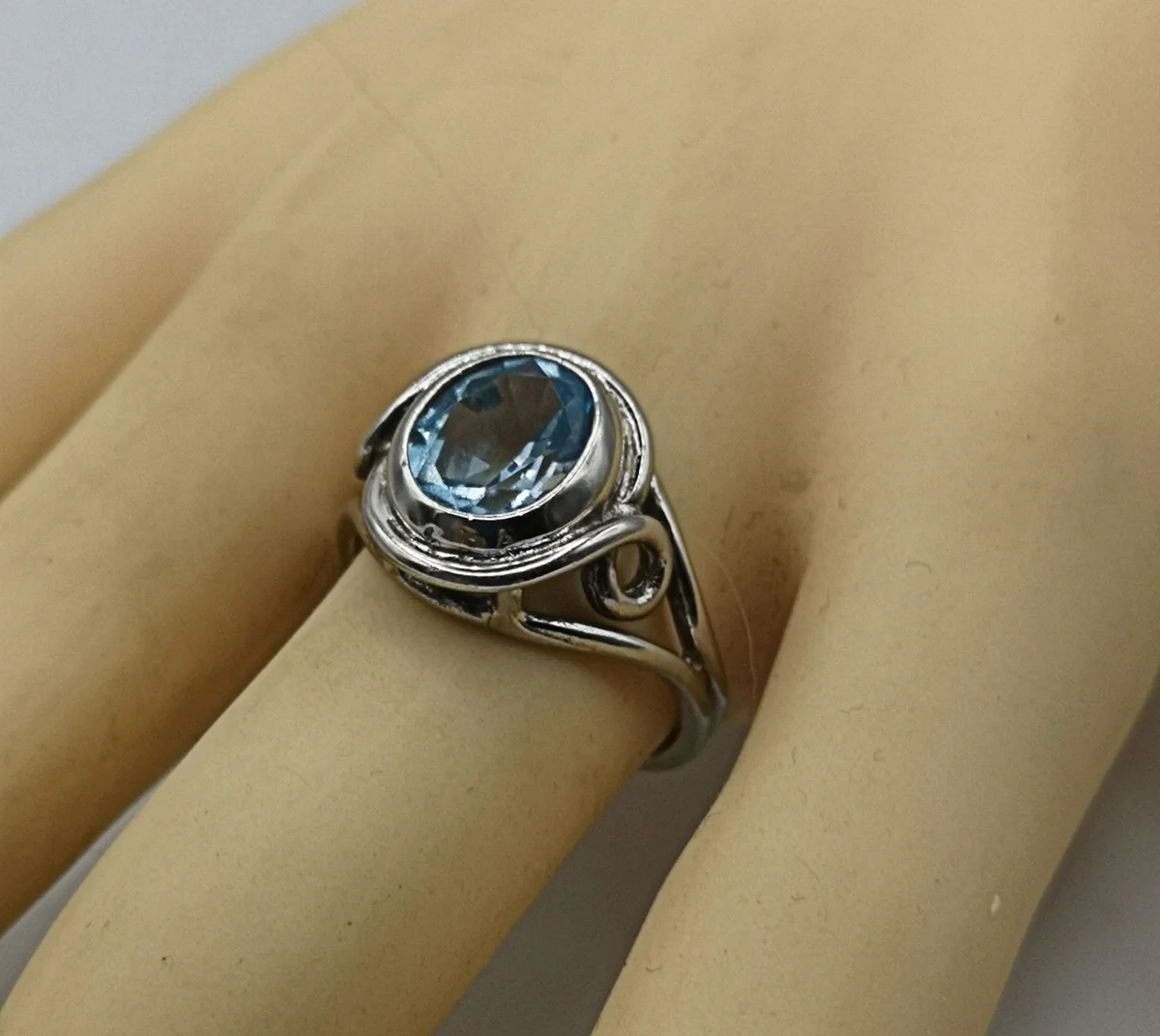 925 Silber ARTDECO Ring mit Blautopas Pforzheim um 1930 RG 55