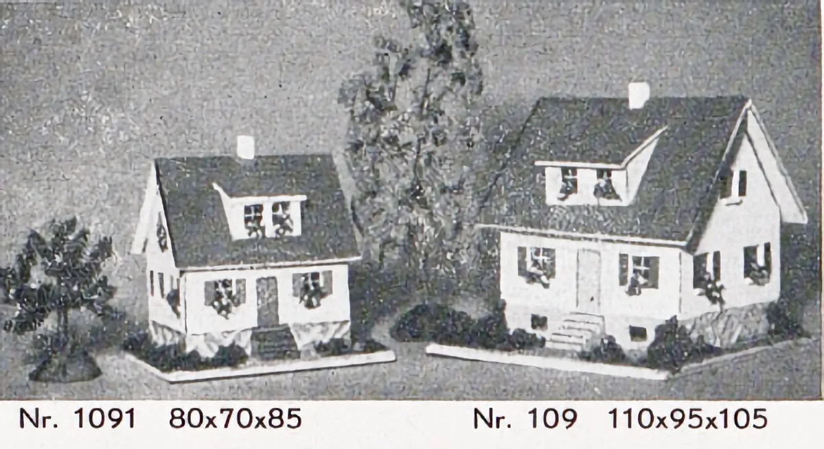 Vau-Pe Nr. 109 Einfamilienhaus 1955 - Original Modellhaus H0 - Handgefertigt aus Naturmaterialien (5)
