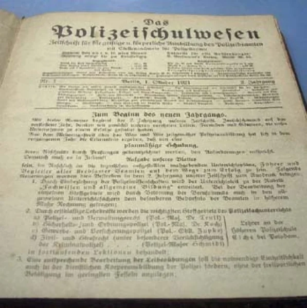 Das Berliner Polizeiwesen Waffenwesen von 1921 / 1922