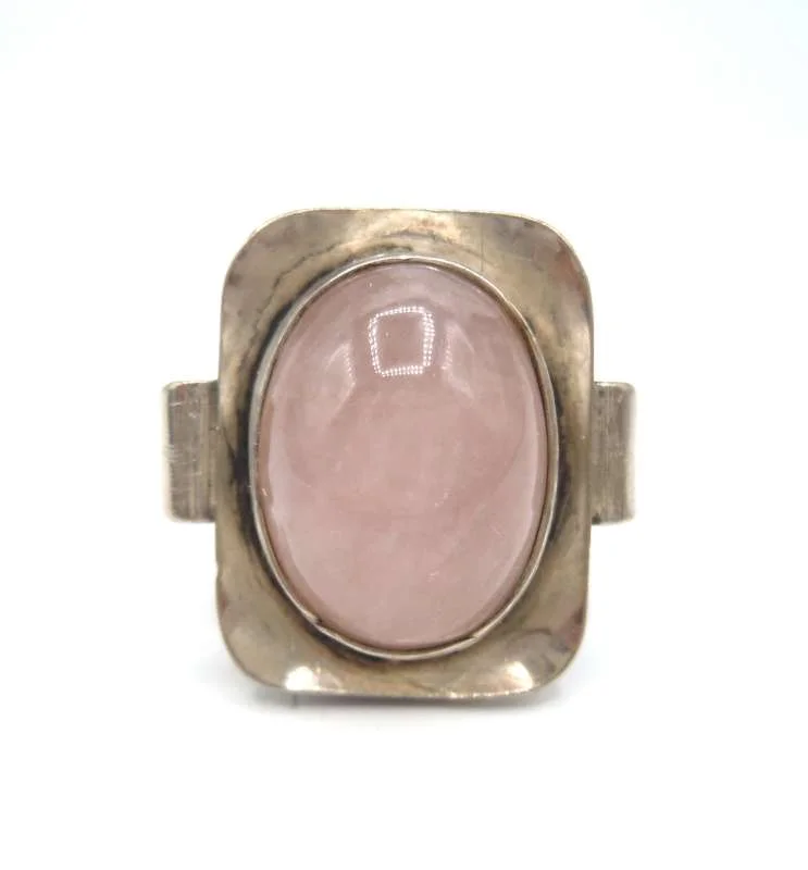 935 Silber Ring mit Rosenquarz RG 57 aus den 70ern