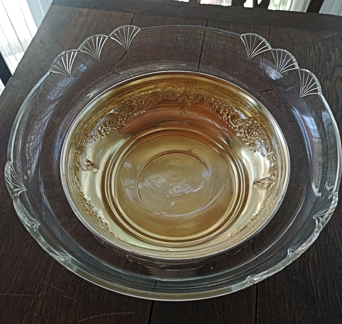 Jugendstil Aufsatzschale mit original Glaseinsatz um 1910