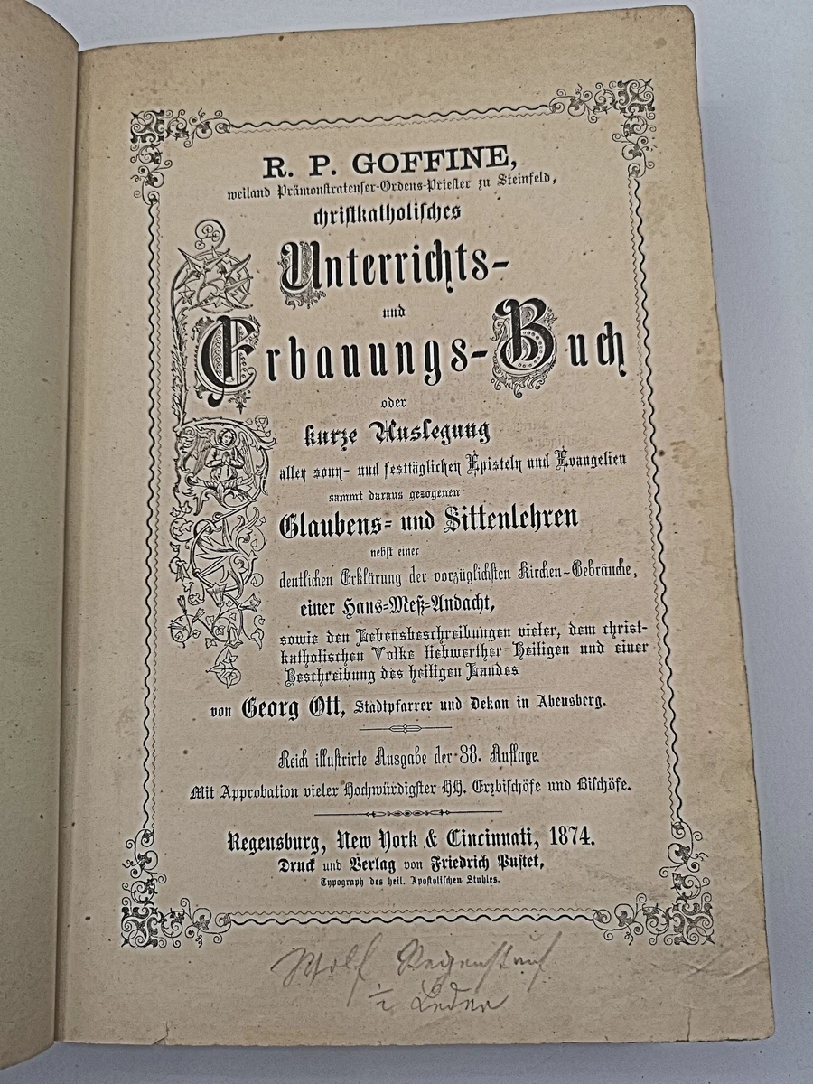 Religiöses Buch von 1874 Unterricht Erbauung Glauben Sitten