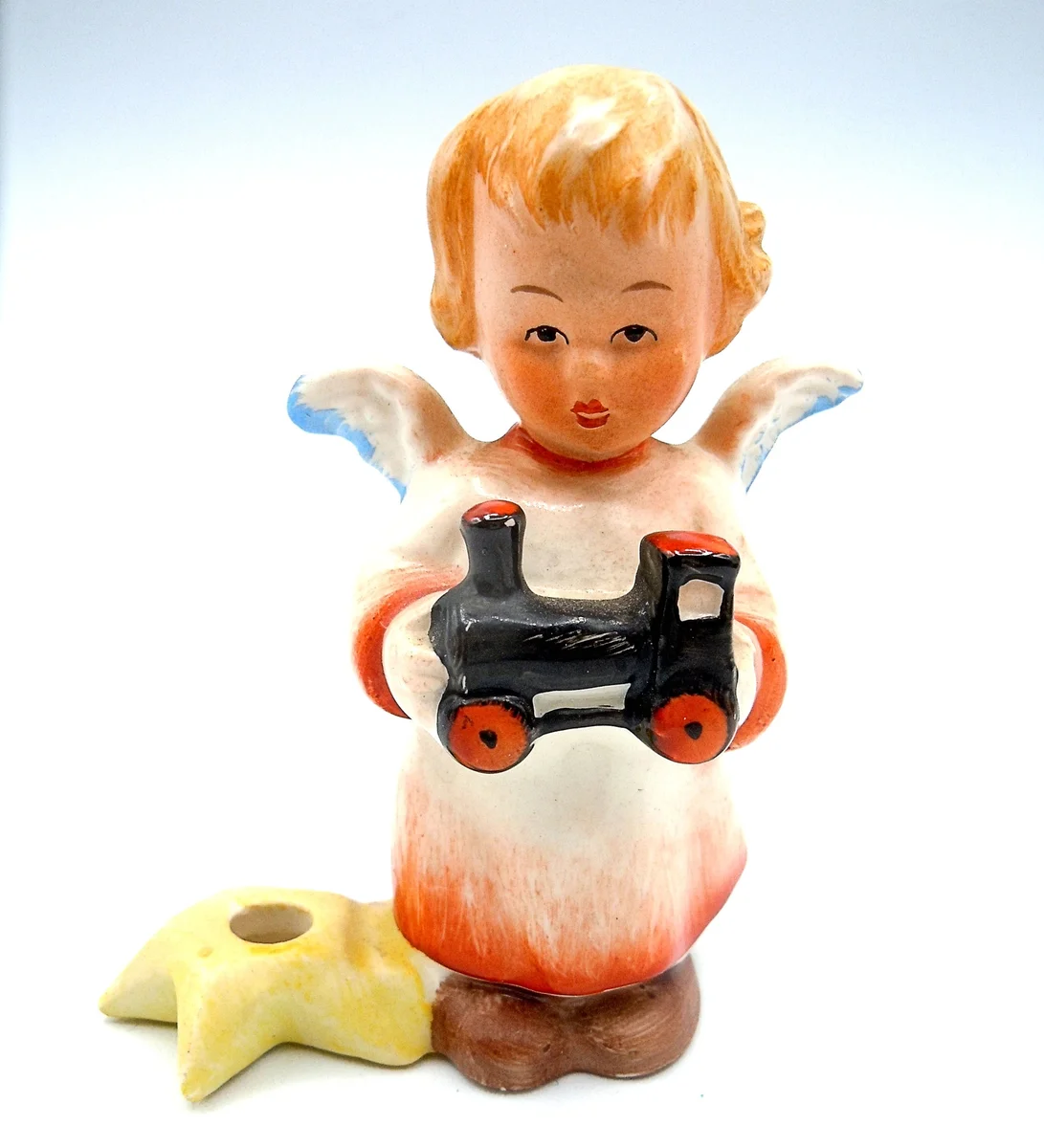 Hummel / Goebel Figur - Advent Kerzenhalter Engelchen mit Lok (TMK3)