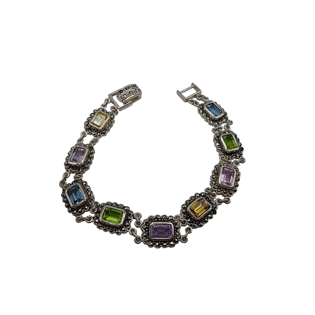 Antikes Jugendstil Edelstein-Armband aus 925 Silber – Pforzheim um 1910, Theodor Herbstrith