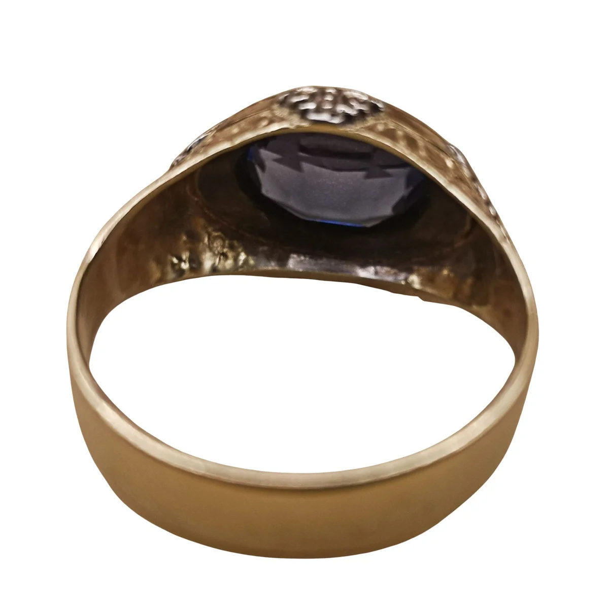 Antiker italienischer Herrenring um 1860 – 750 Gold & Platin mit ca. 3,7 ct Saphir