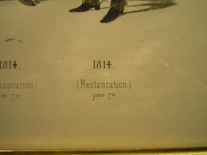 Chromo Lithografie von Charles Vernier - Musketiere um 1850