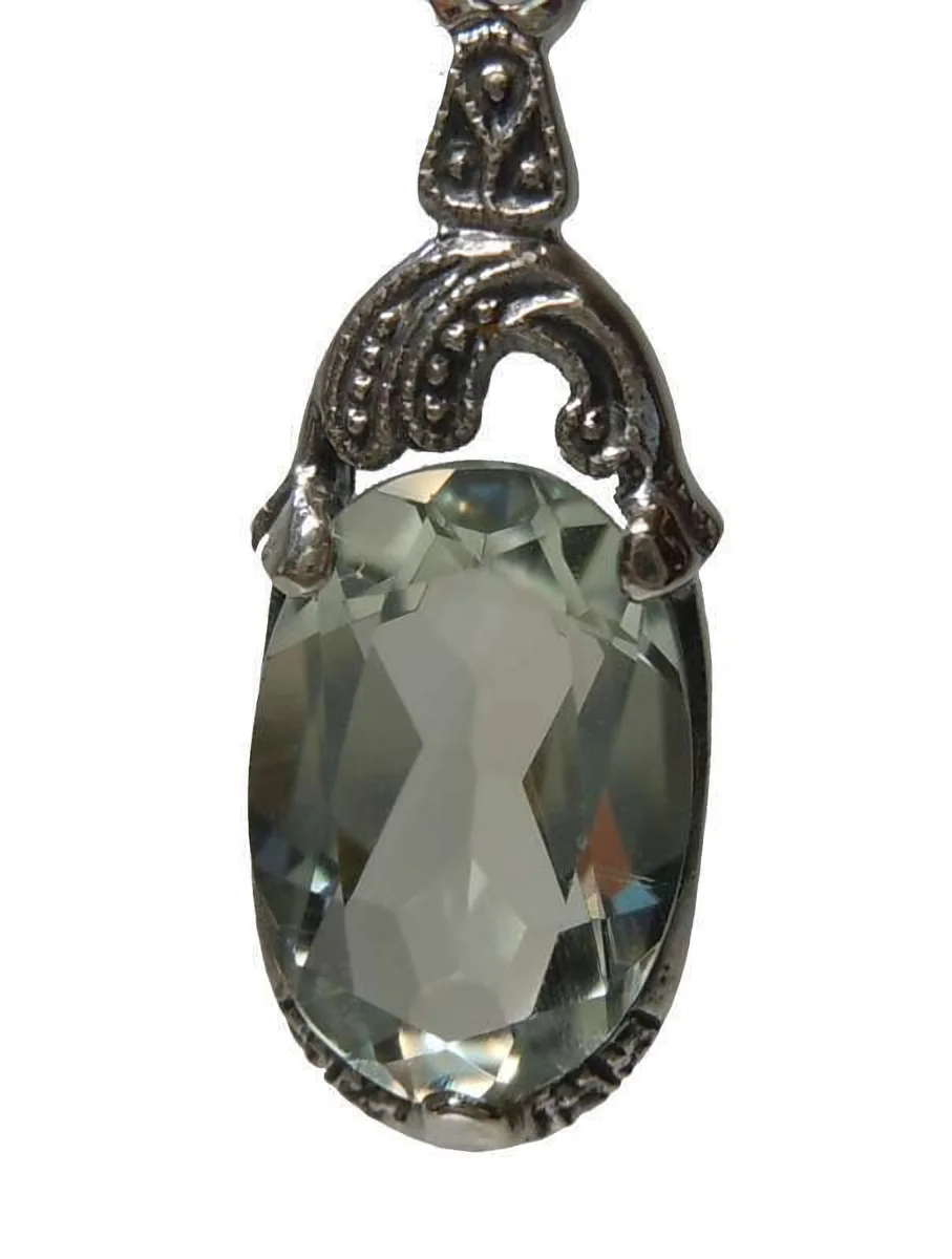 Art Déco Ohrschmuck aus 925 Silber mit grünem Amethyst – filigrane Handarbeit