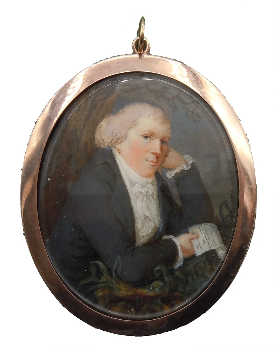 Doppel Gemälde Miniatur mit Rotgold Montur ca 1789