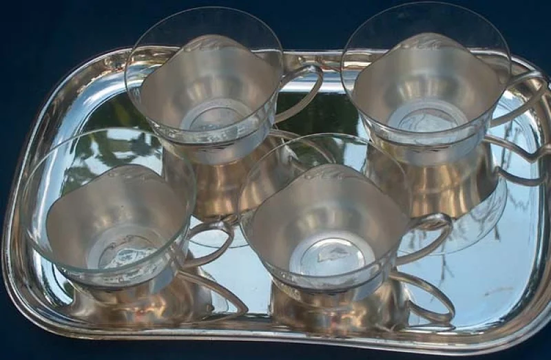 WMF Silber Kaffee+Tee Set Form Rom/Paris + Tablett f.4 Pers