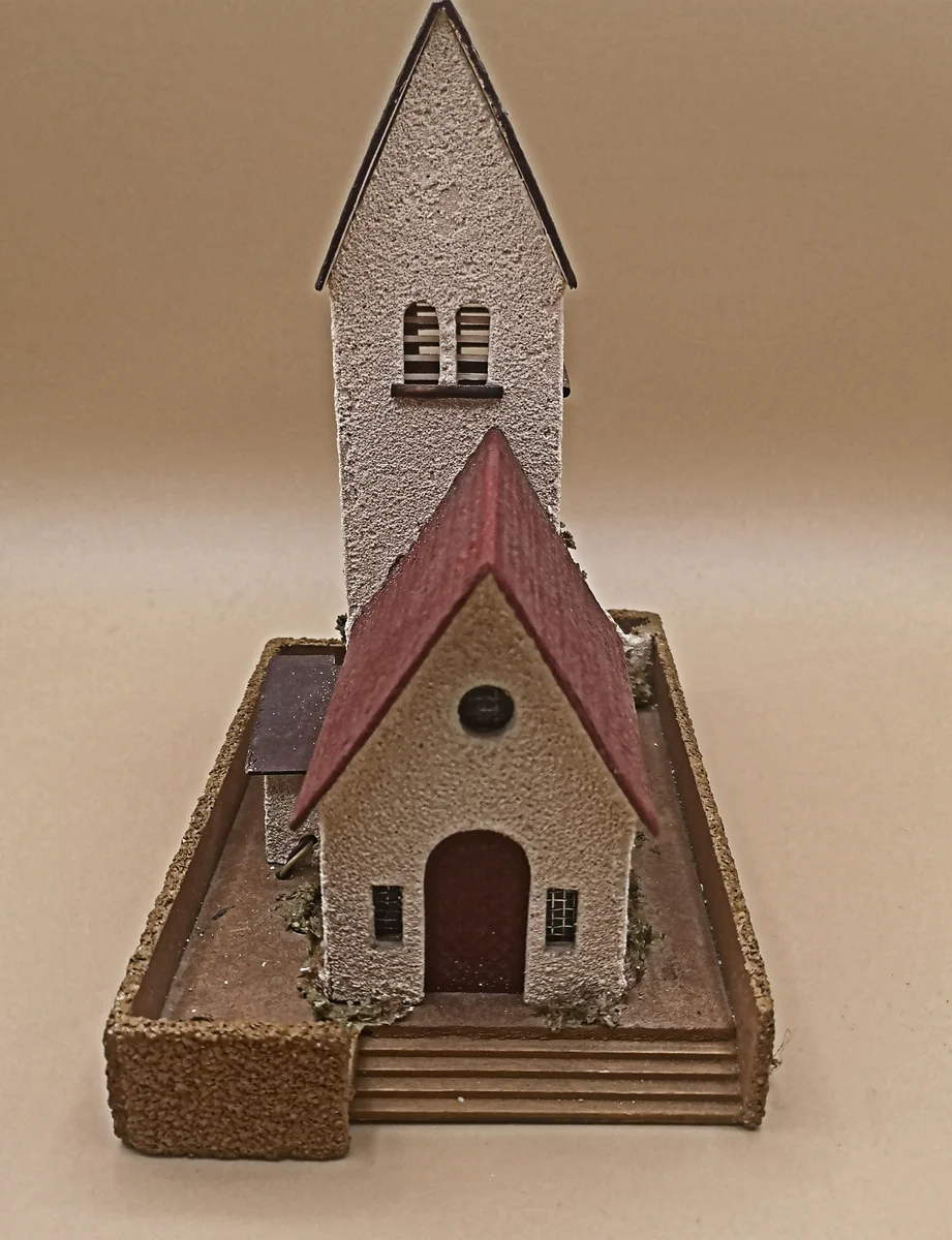 Faller Kirche mit Läutwerk Nr. 237 (1952) – Seltene Modellbau-Kirche aus Naturmaterialien