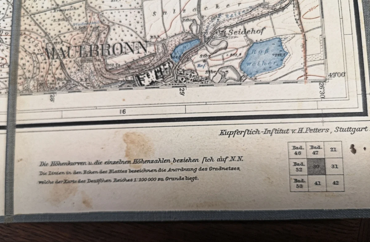 Antike Landkarte Faltkarte auf Leinen - Knittlingen - 1907