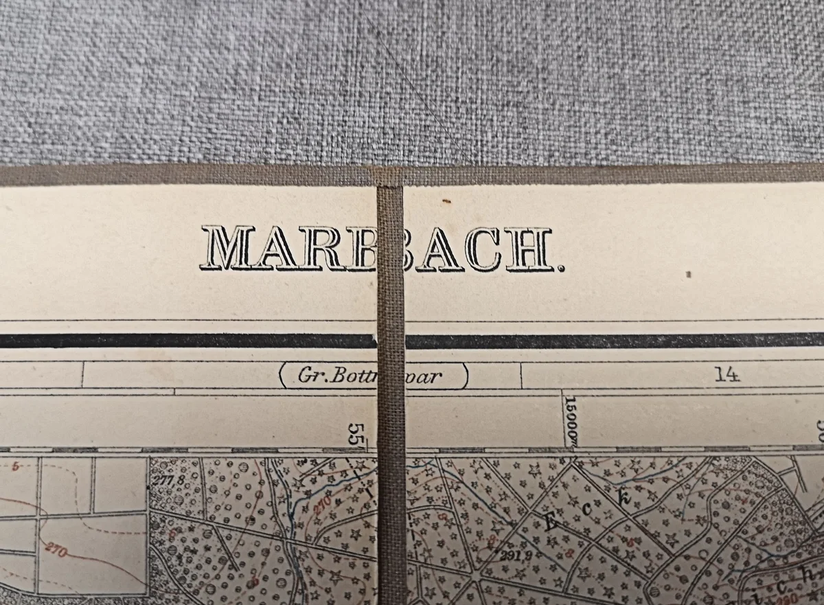 Antike Landkarte Faltkarte auf Leinen - Marbach - 1898