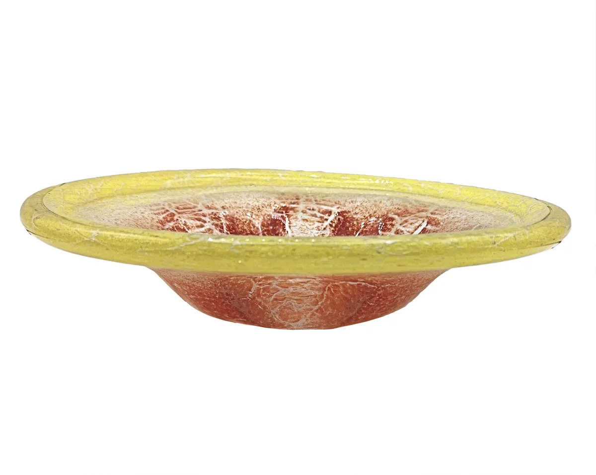 WMF Ikora Glas Schale Art Deco – 31 cm – Gelb/Orange – Original 1920er Jahre