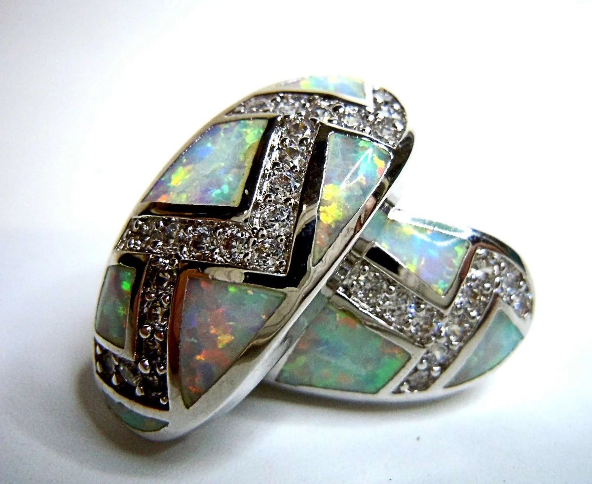 Samira - Silber Ohrringe Opal mit Zirkonia  weiß Harlekina