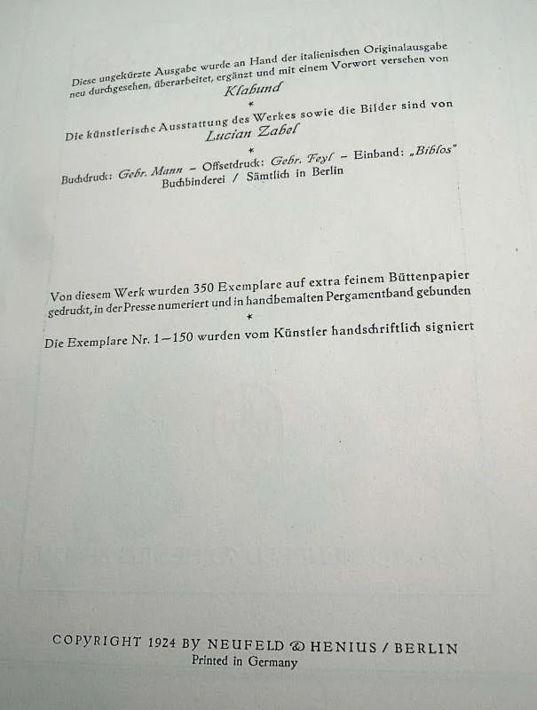 Giovanni Boccaccios Decameron von 1924 in 2 Bänden illustriert