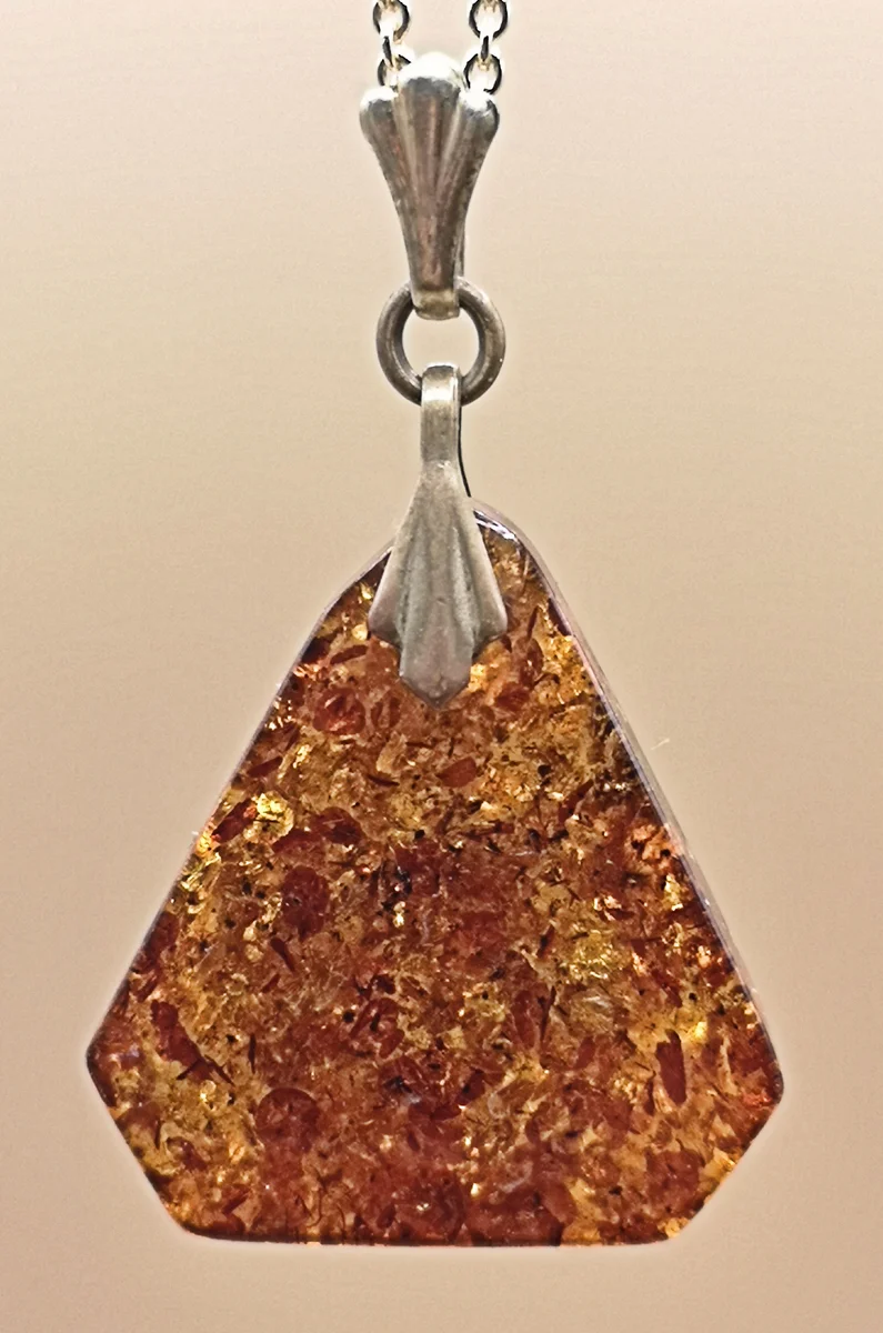 Baltischer ART DECO Bernstein Anhänger mit Kette Gold (3)