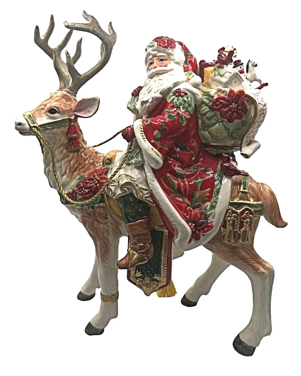 Goebel - Fitz and Floyd Cardinal Christmas - Santa mit Rentier