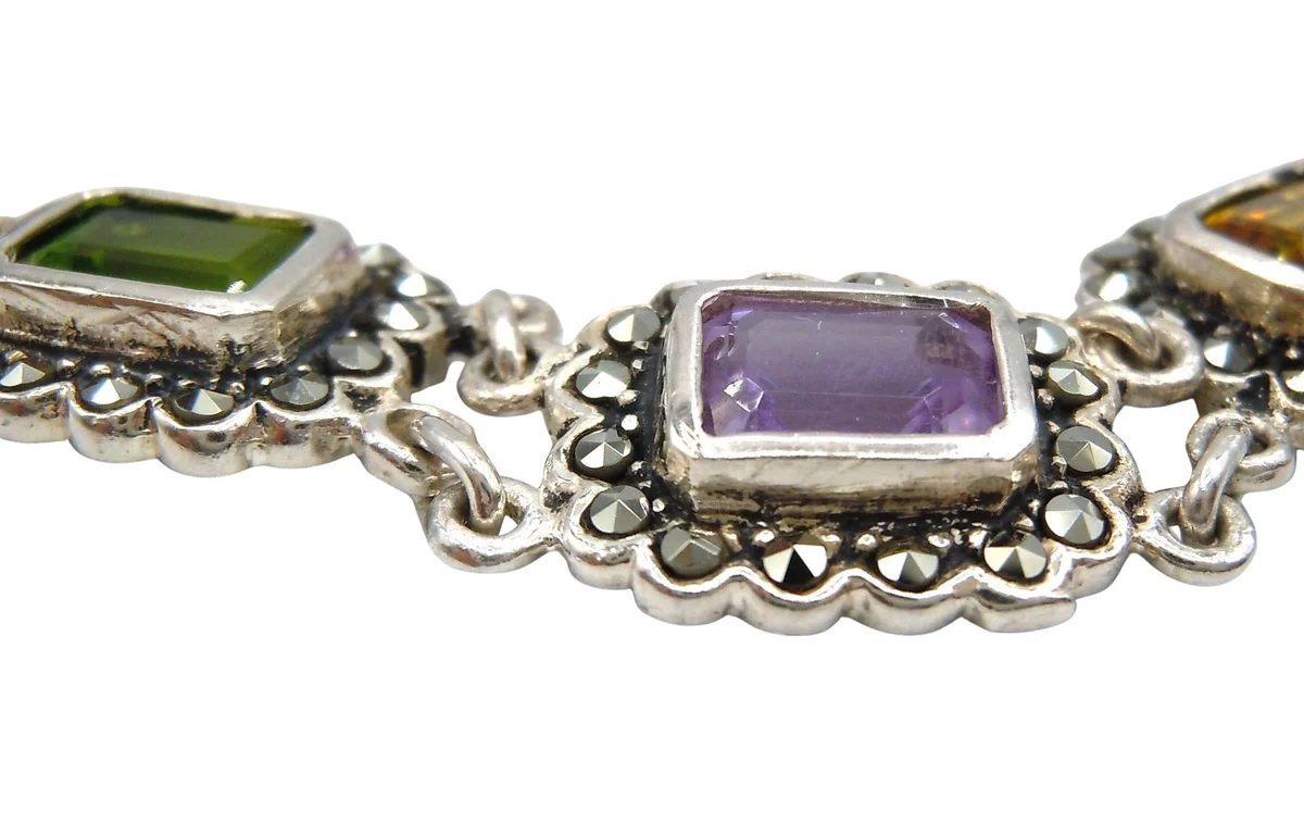 Antikes Jugendstil Edelstein-Armband aus 925 Silber – Pforzheim um 1910, Theodor Herbstrith