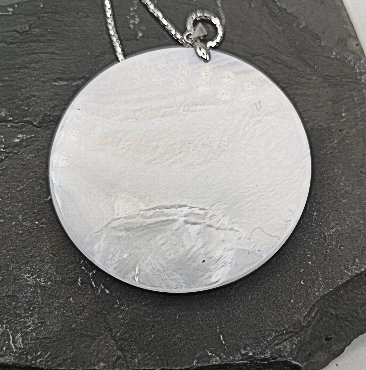 Perlmutt Amulett in Schachbrett Dekor inkl. 925 Silber Kette