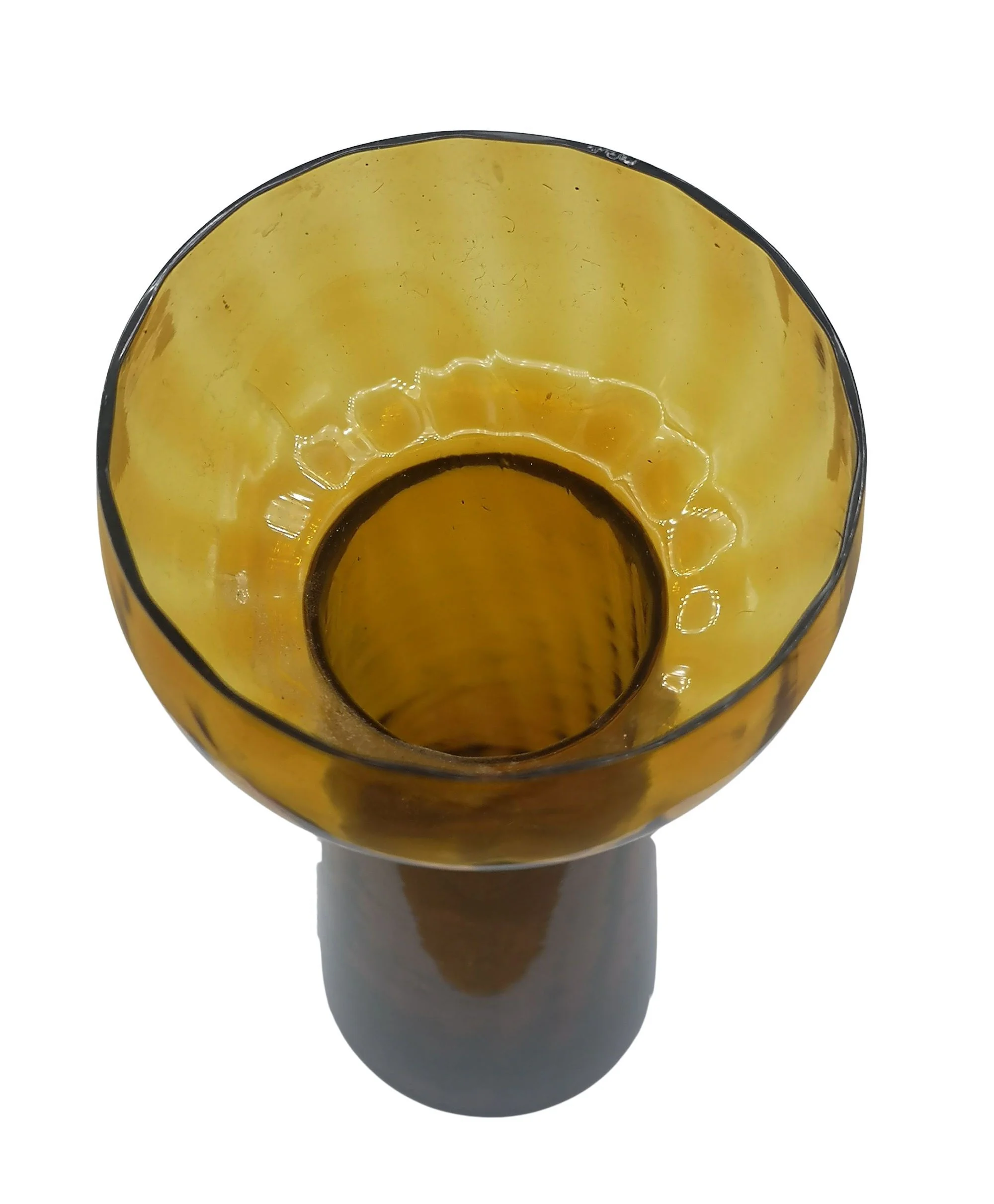 AR DECO mundgeblasene Hyazinth Vase 1900–1920 – 18–20 cm hoch – Antikes Original in klassischer Sanduhr-Form 7 Bernstein (Amber) Höhe 19,5 cm 2