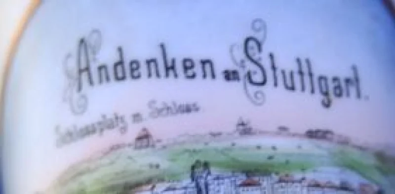 Milchglas Becher Schlossplatz mit Schloss - Stuttgart um 1900