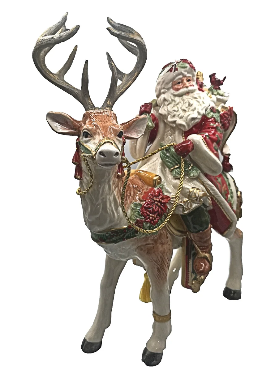 Goebel - Fitz and Floyd Cardinal Christmas - Santa mit Rentier