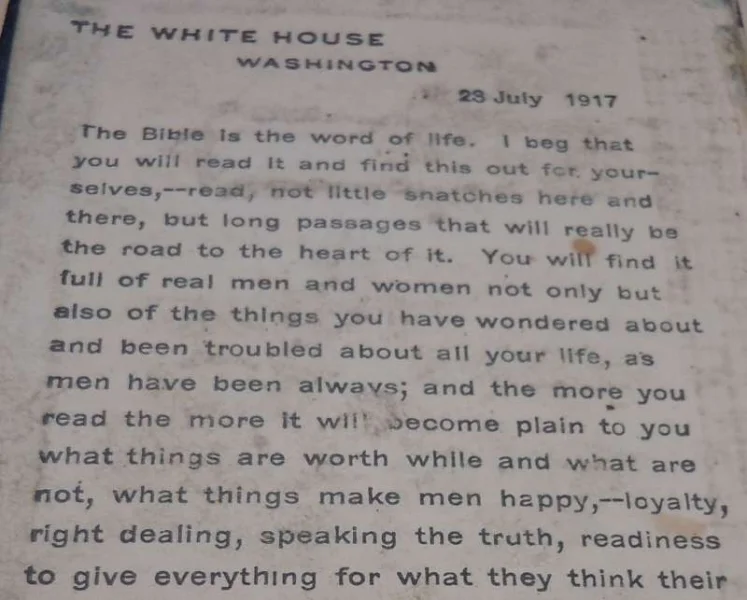 Orig. US White House Taschen Bibel bebildert & signiert 1917