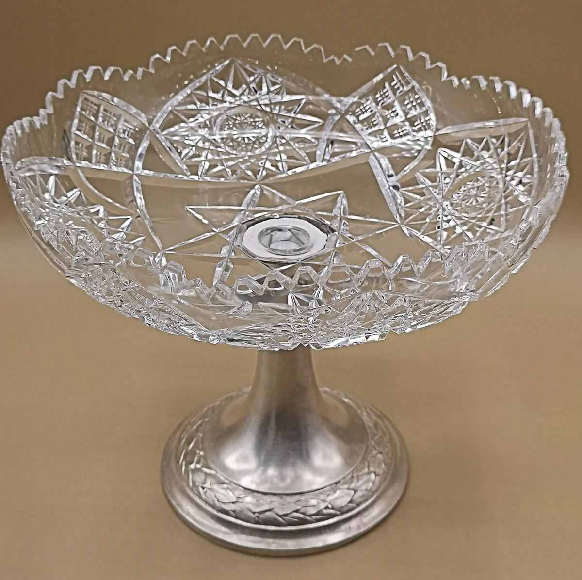 Glas Aufsatzschale auf Silberfuß um 1930