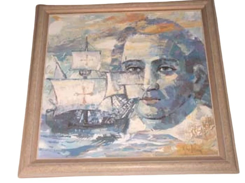 Surrealistisches Ölgemälde „Traum von Christoph Kolumbus“ – Signiertes Kunstwerk 70x70 cm
