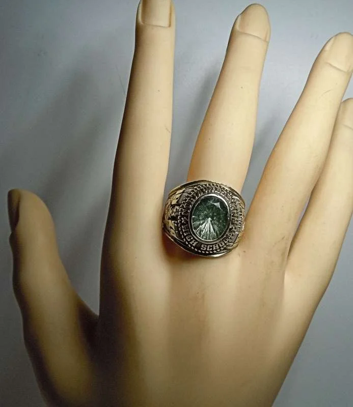 High School Ring 10K Weißgold Herff Jones von 1979 Virginia RG62  US10