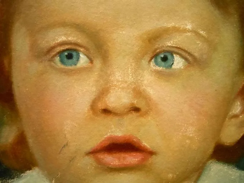 Gründerzeit Kinderportrait Tempera auf Holz um 1890