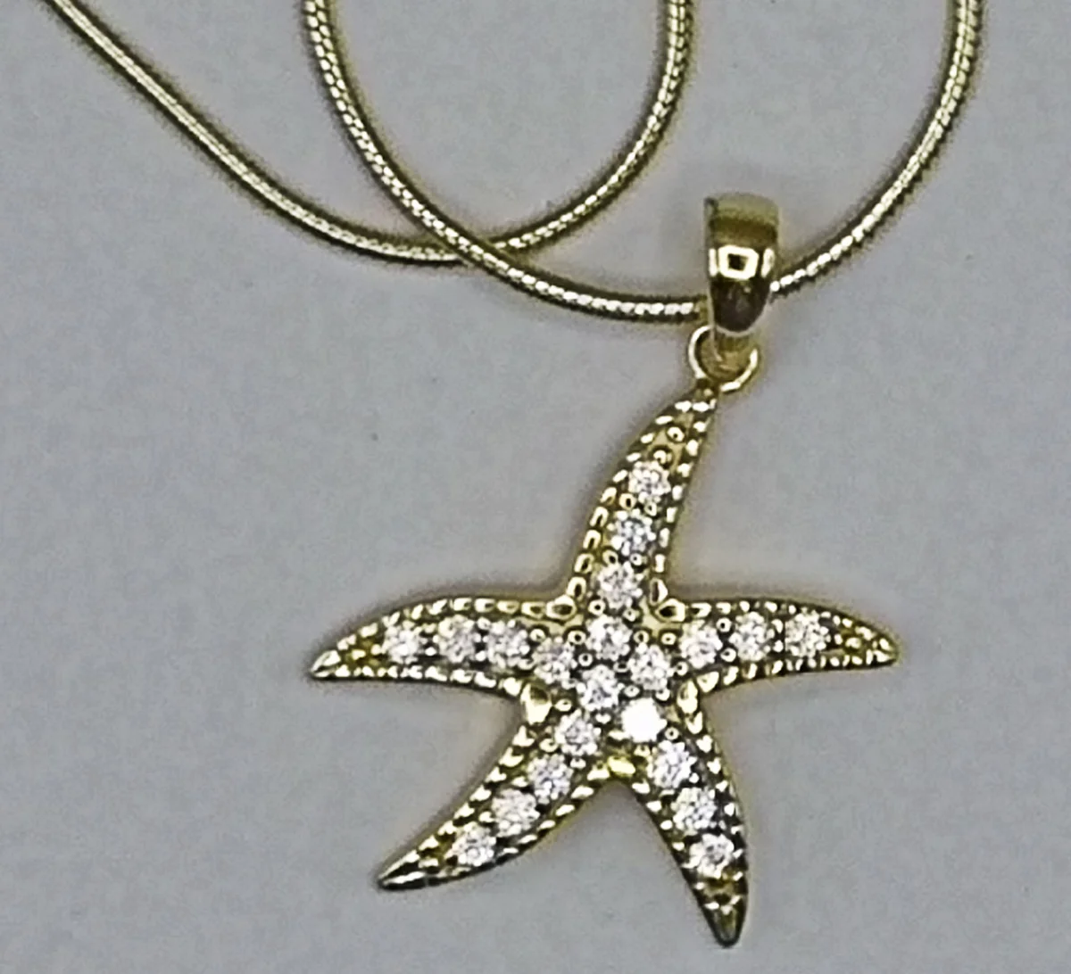 Anhänger Seestern mit 21 Zirkone Silber an Kette 925 Silber vergoldet
