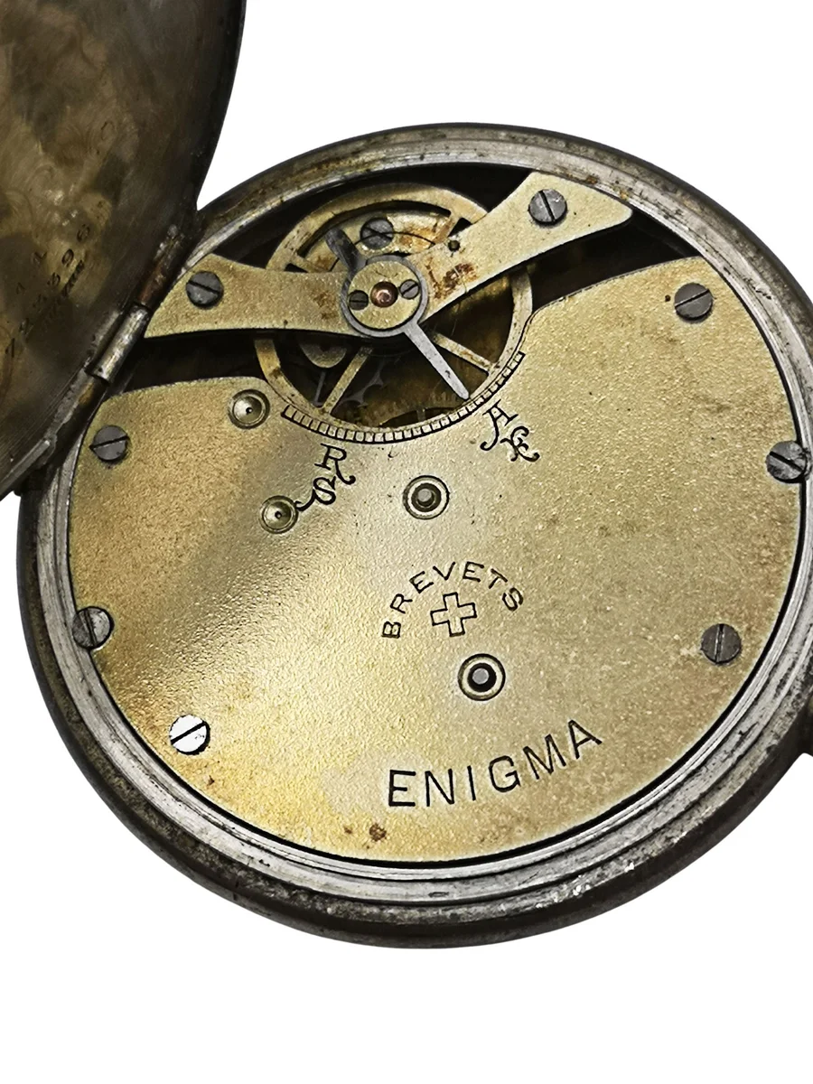 Antike Silber-Taschenuhr ENIGMA – Emaille-Zifferblatt mit Blütendekor – Schweiz um 1910
