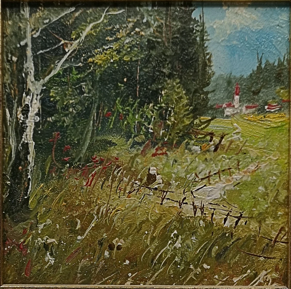 Gemälde Sommer oder Winterstimmung gerahmt 80er Jahre Sommer