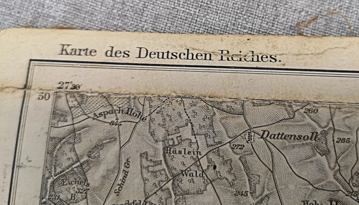 Antike Landkarte Faltkarte auf Leinen - Würzburg - 1886 bayr. Generalstabskarte