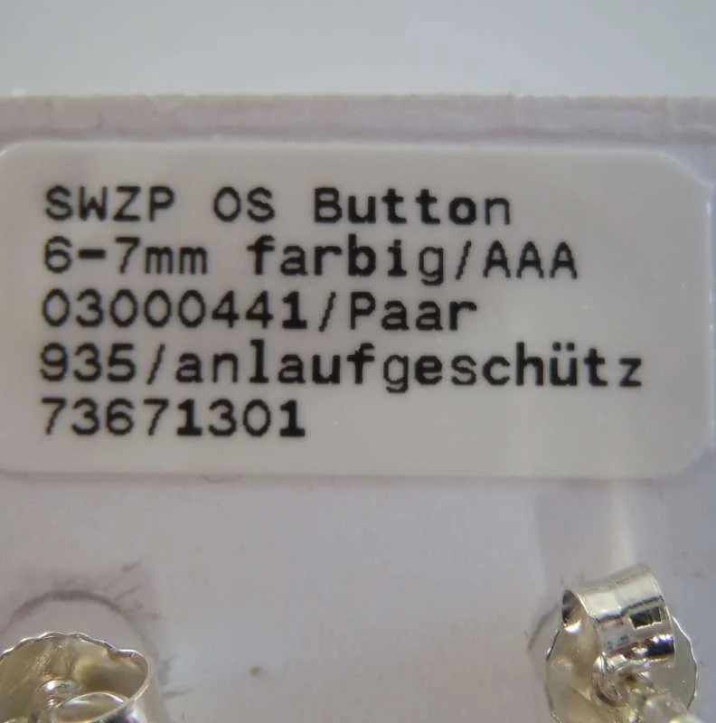 Paar Ohrstecker Süßwasser Zuchtperle 935 Silber  #11/ 6-7 mm / silber 1