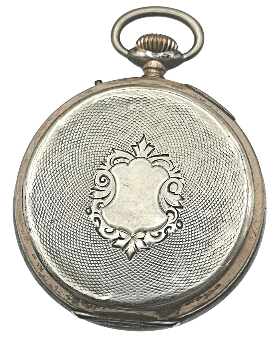 Antike Silber-Taschenuhr ENIGMA – Emaille-Zifferblatt mit Blütendekor – Schweiz um 1910