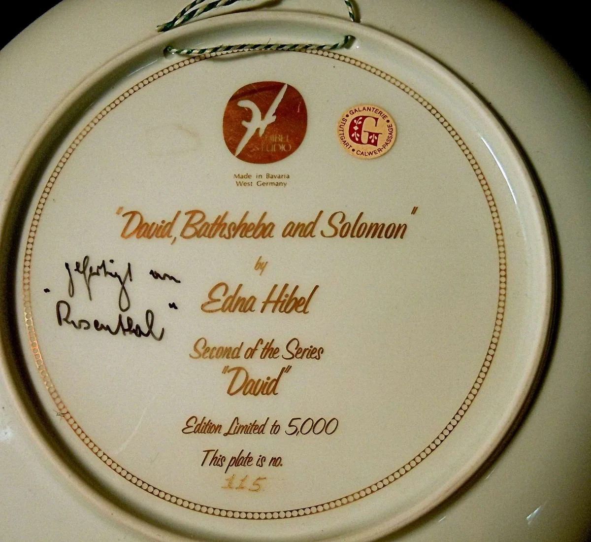 Edna Hibel Sammelteller „David, Bathsheba & Solomon“ – Rosenthal Porzellan 1980