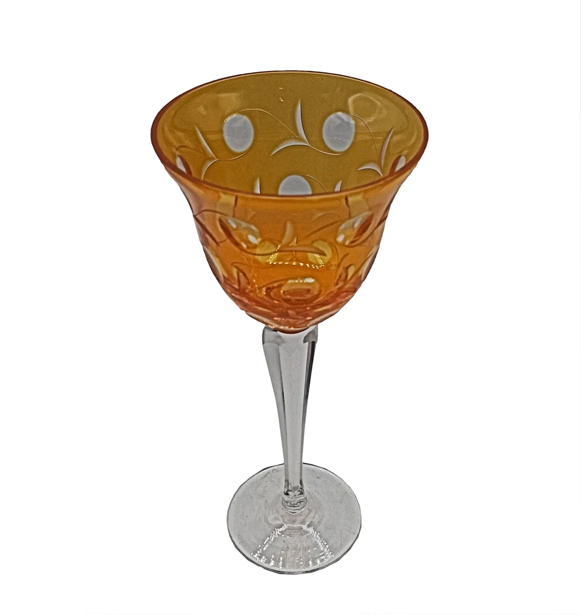 Antikglas Weinglas aus den 30er  Jahren  handgeschliffen orange