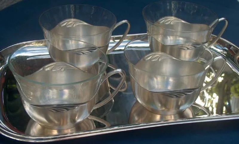 WMF Silber Kaffee+Tee Set Form Rom/Paris + Tablett f.4 Pers