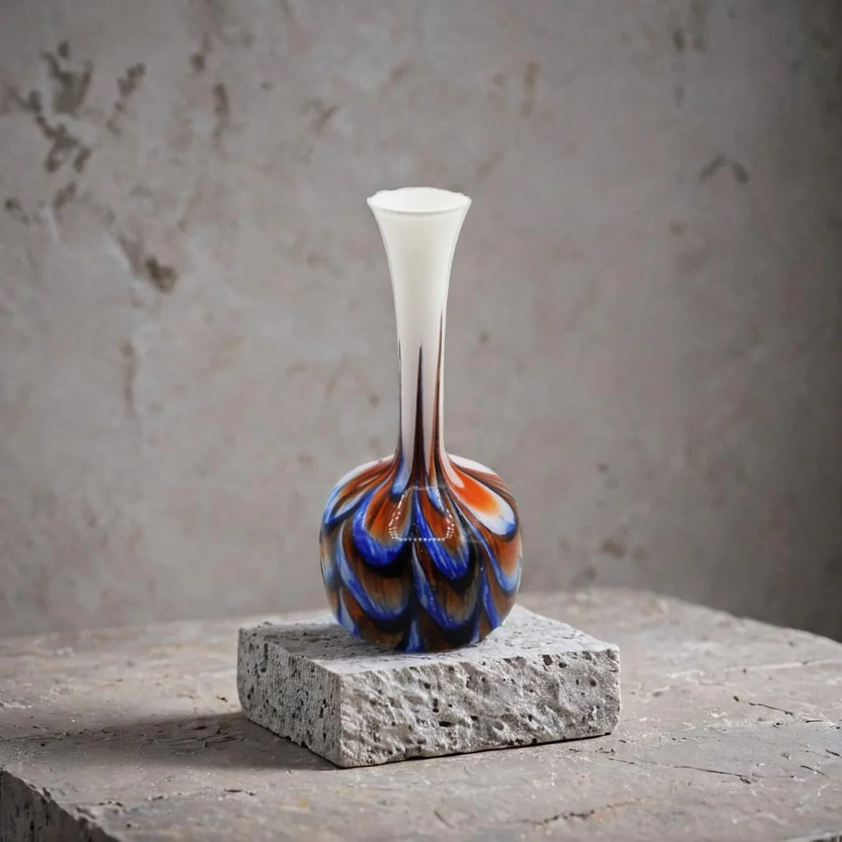 Carlo Moretti Murano Vase mehrfarbig Opaline Florence