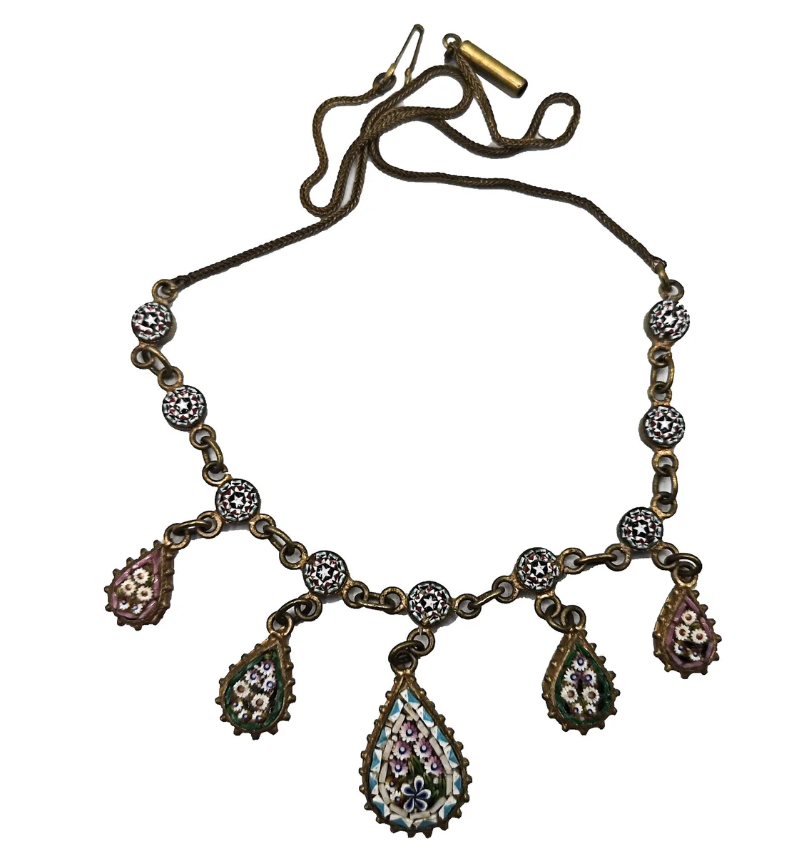 Murano Millefiori Vergissmeinnicht Collier vergoldet um 1900