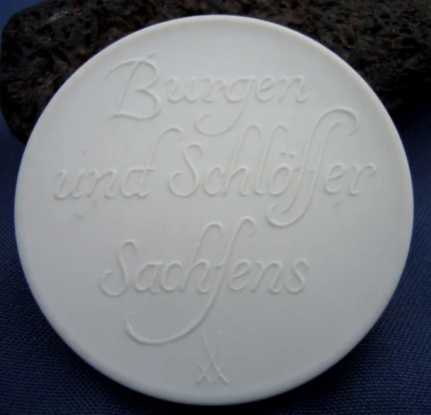 Meissen Porzellan Medaille / Plakette - Burg Stolpen